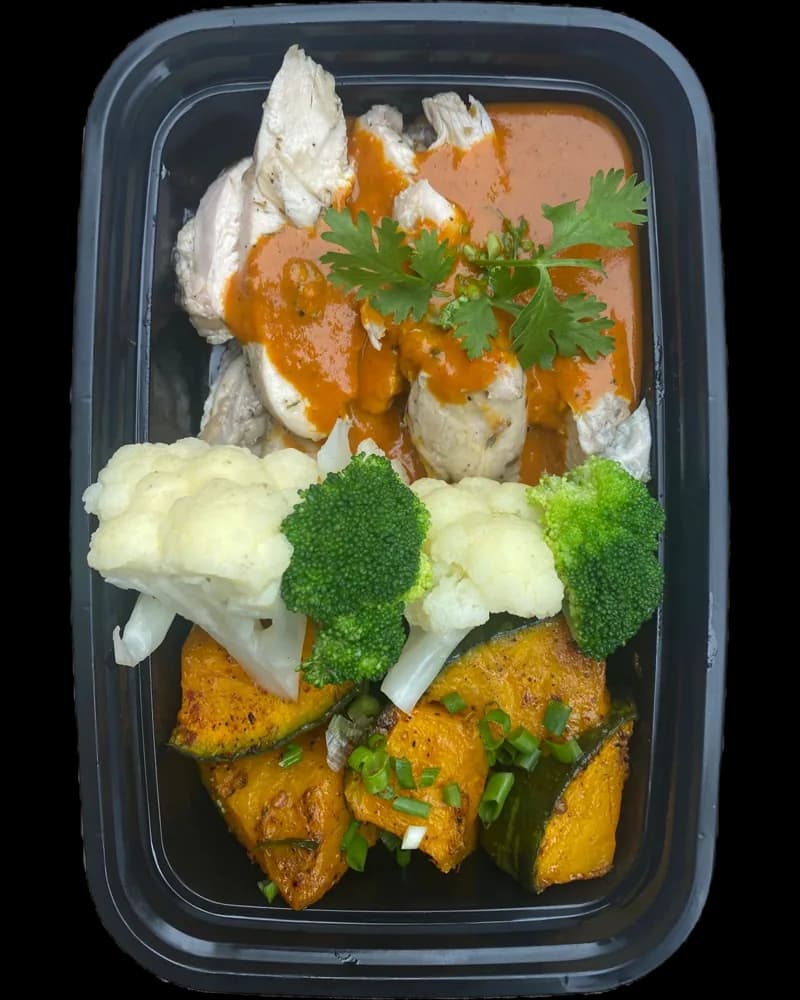 Butter Chicken & Pumpkin Curry in a meal prep container