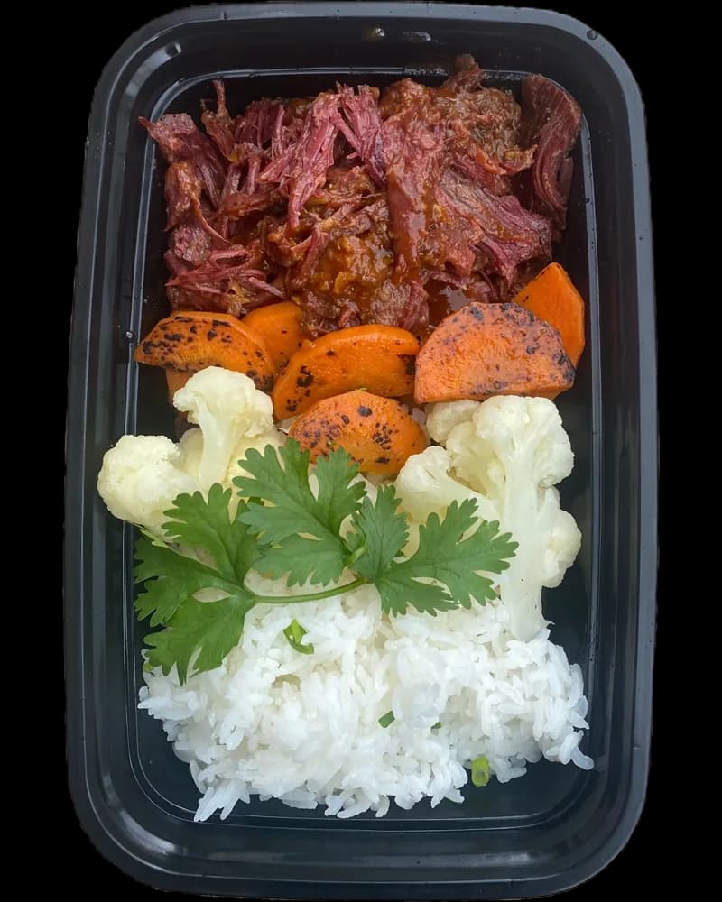 Korean Beef Shin in a meal prep container