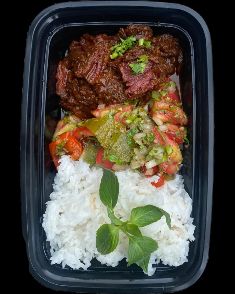 Mexican Beef Cheek in a meal prep container