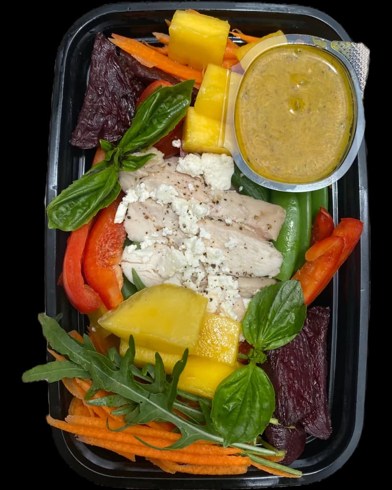 Rainbow Chicken Salad in a meal prep container